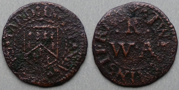 New Palace Yard (Westminster), W R (A) 1649 Grocer's farthing